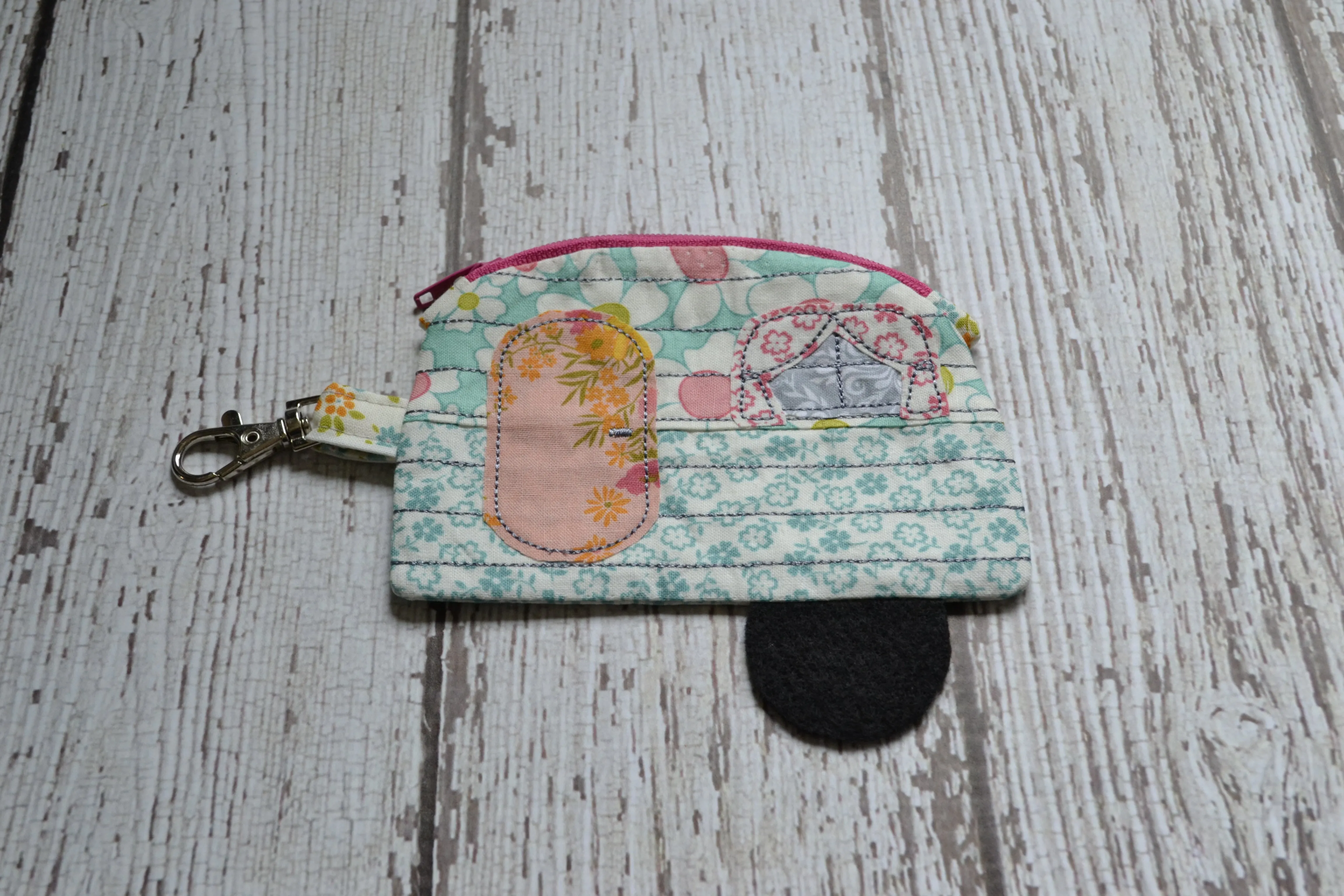 Camper Shaped Coin Purse -Re-Purposed Fabric - Group P - (3)