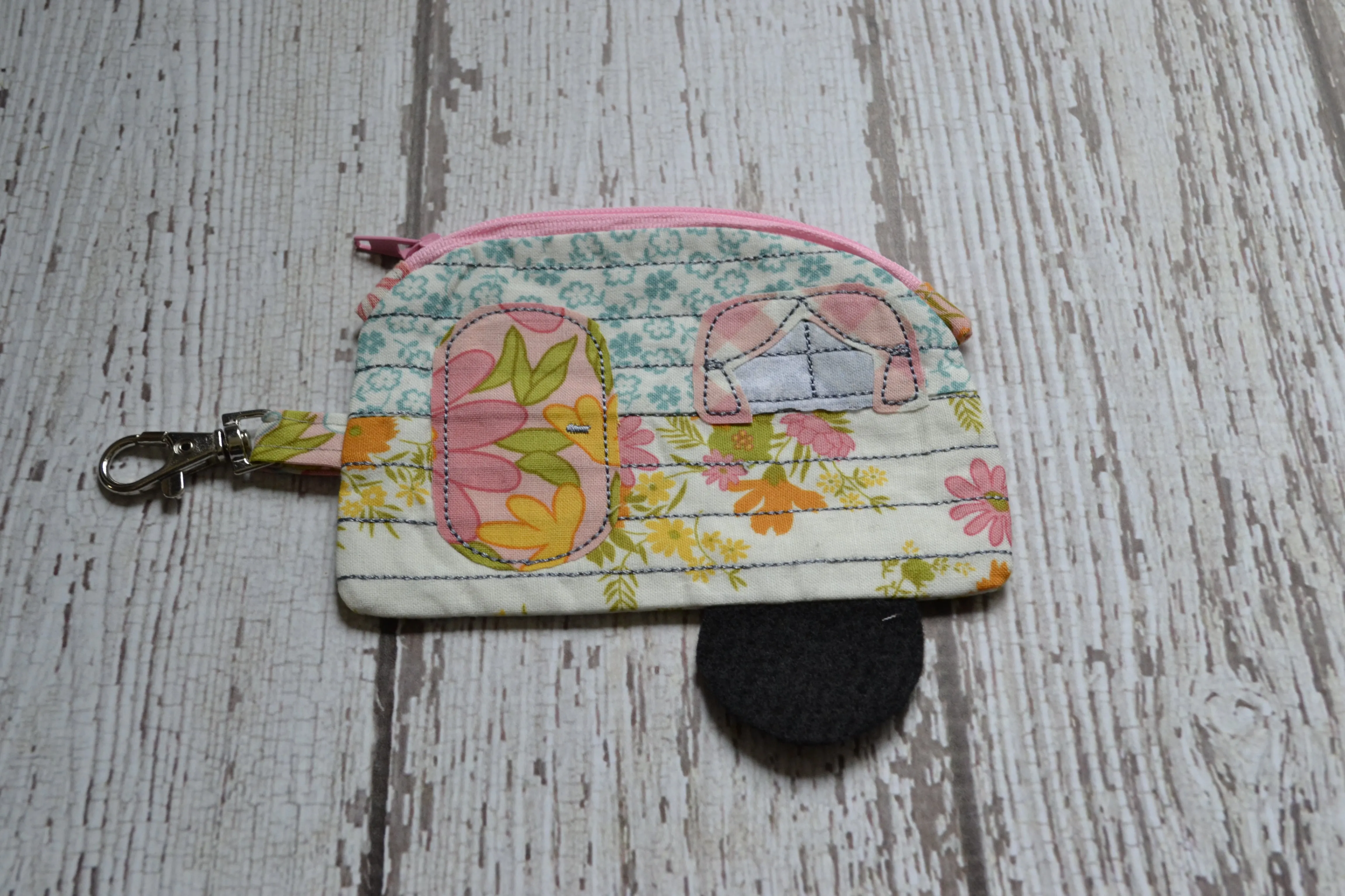 Camper Shaped Coin Purse -Re-Purposed Fabric - Group P - (3)