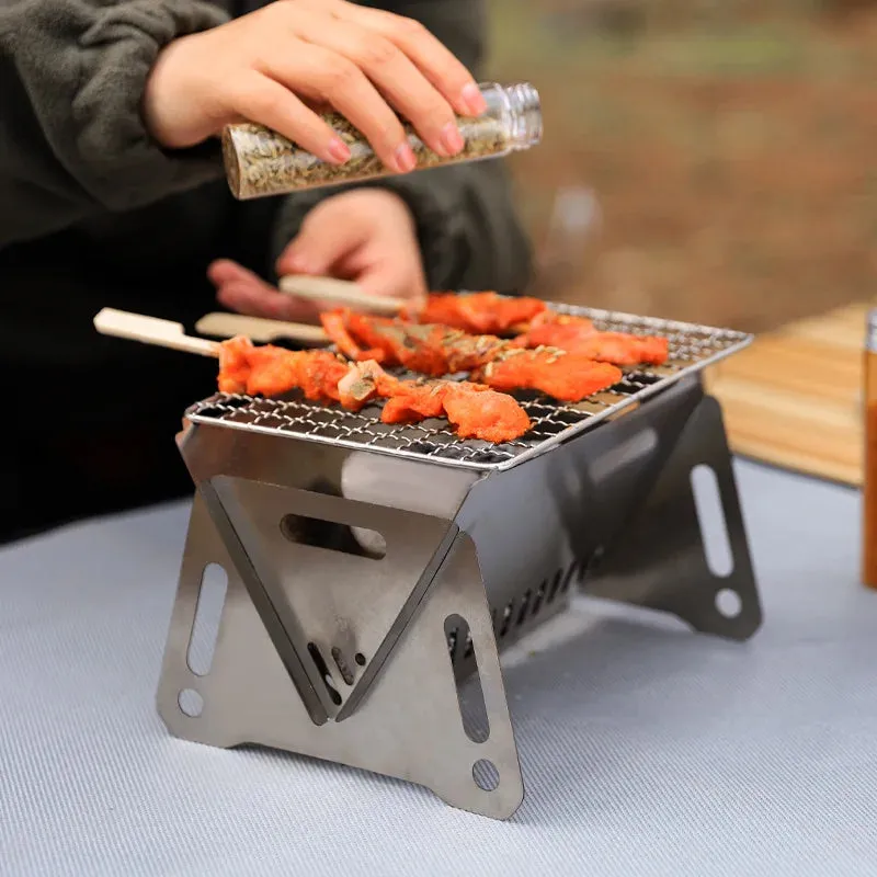 Camping Barbecue Grill Portable Folding Stainless Picnic BBQ Rack