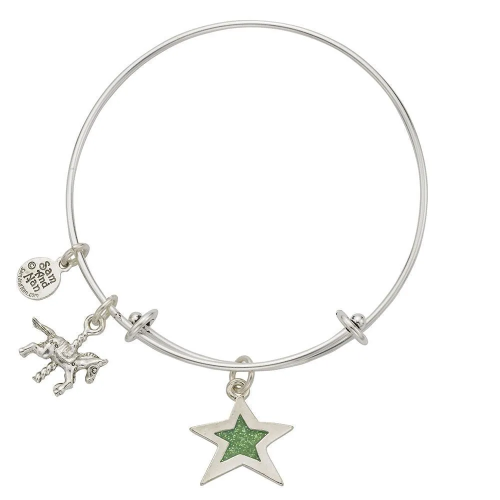 Carousel Horse Star Charm Bangle Bracelet