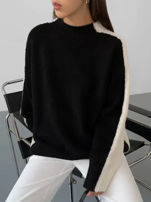 Casual Contrast Graceful Color Knit Sweater