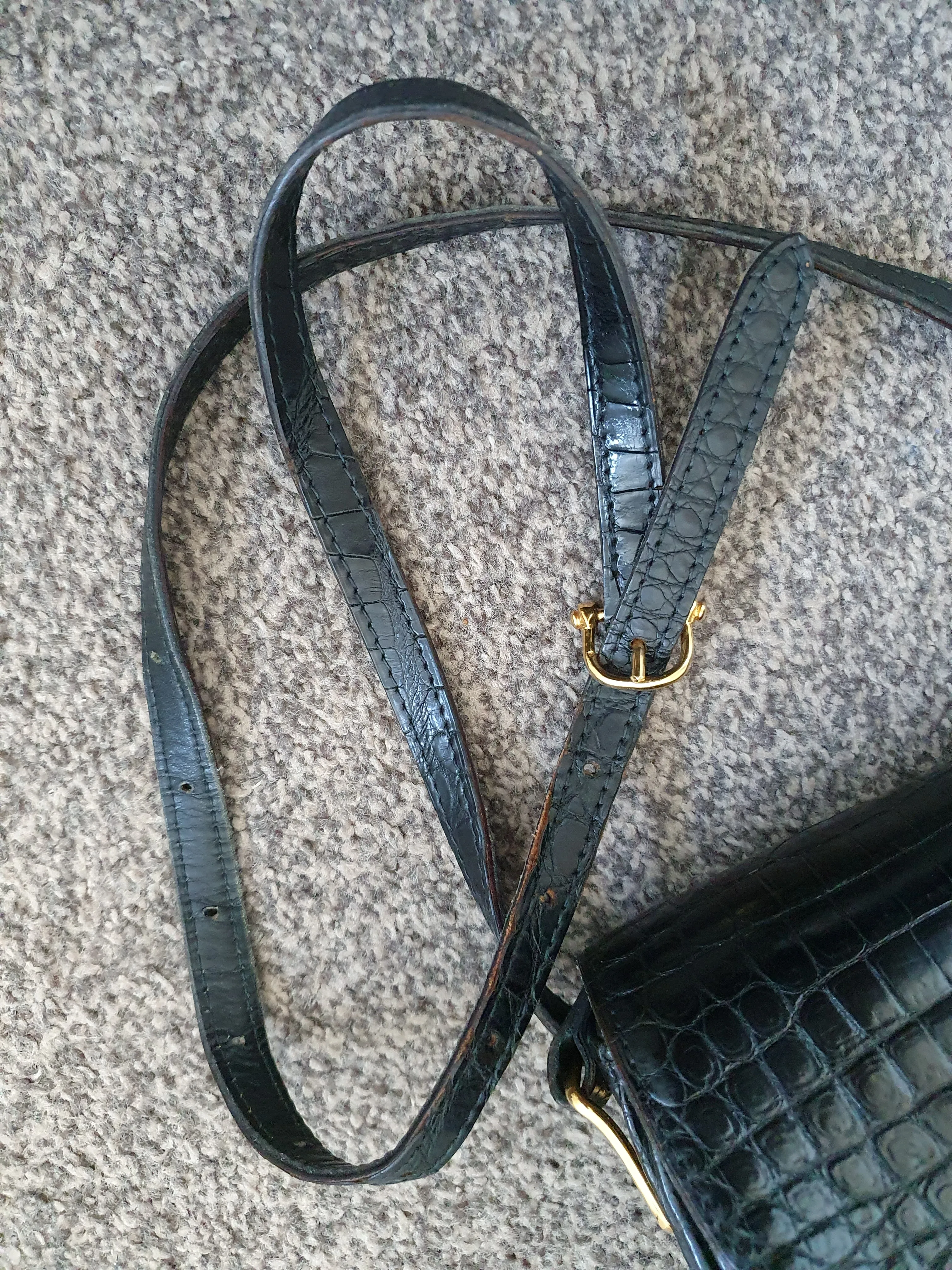 CELINE  triomphe vintage crocodile leather crossbody bag