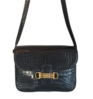 CELINE  triomphe vintage crocodile leather crossbody bag