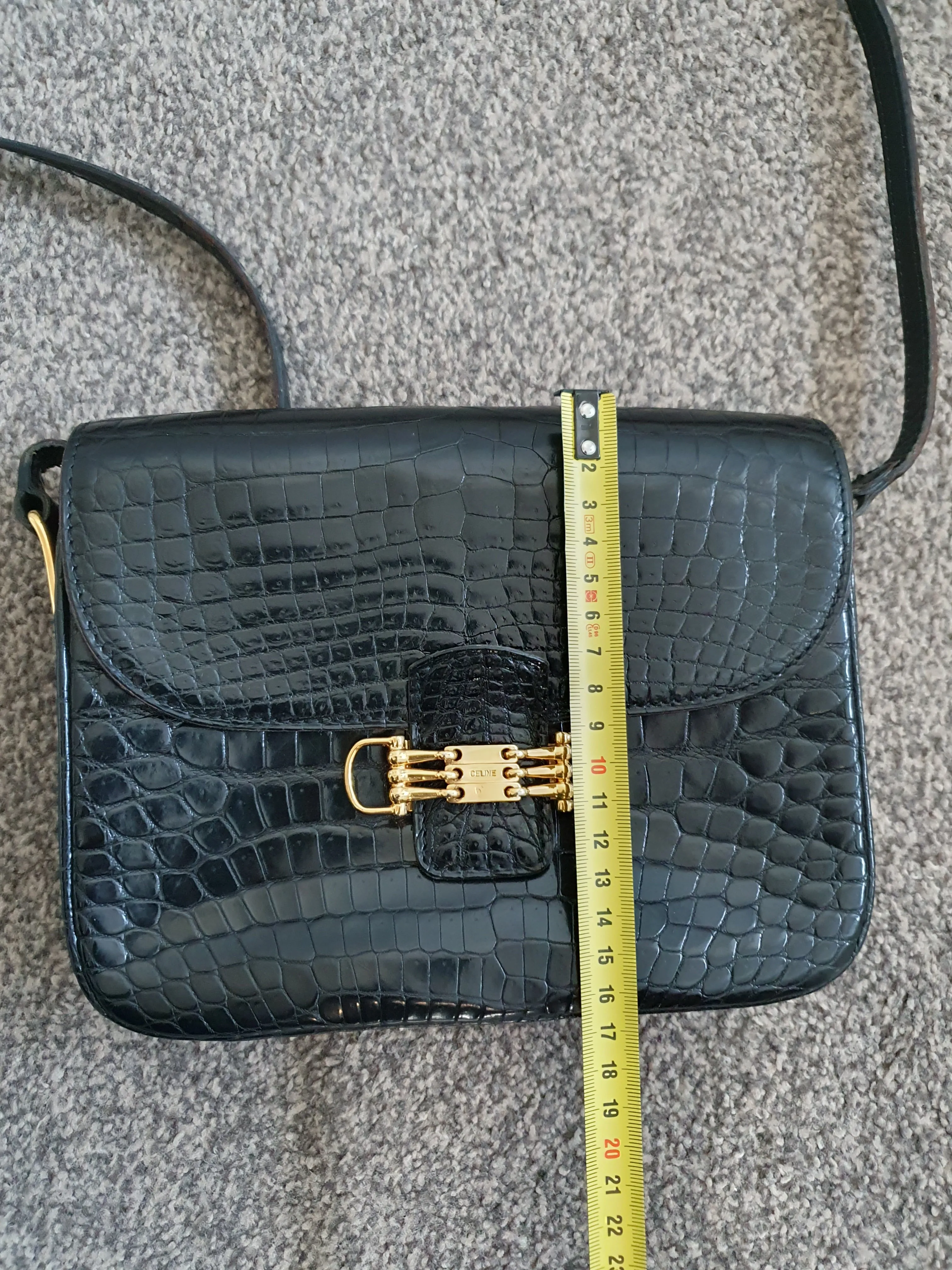 CELINE  triomphe vintage crocodile leather crossbody bag