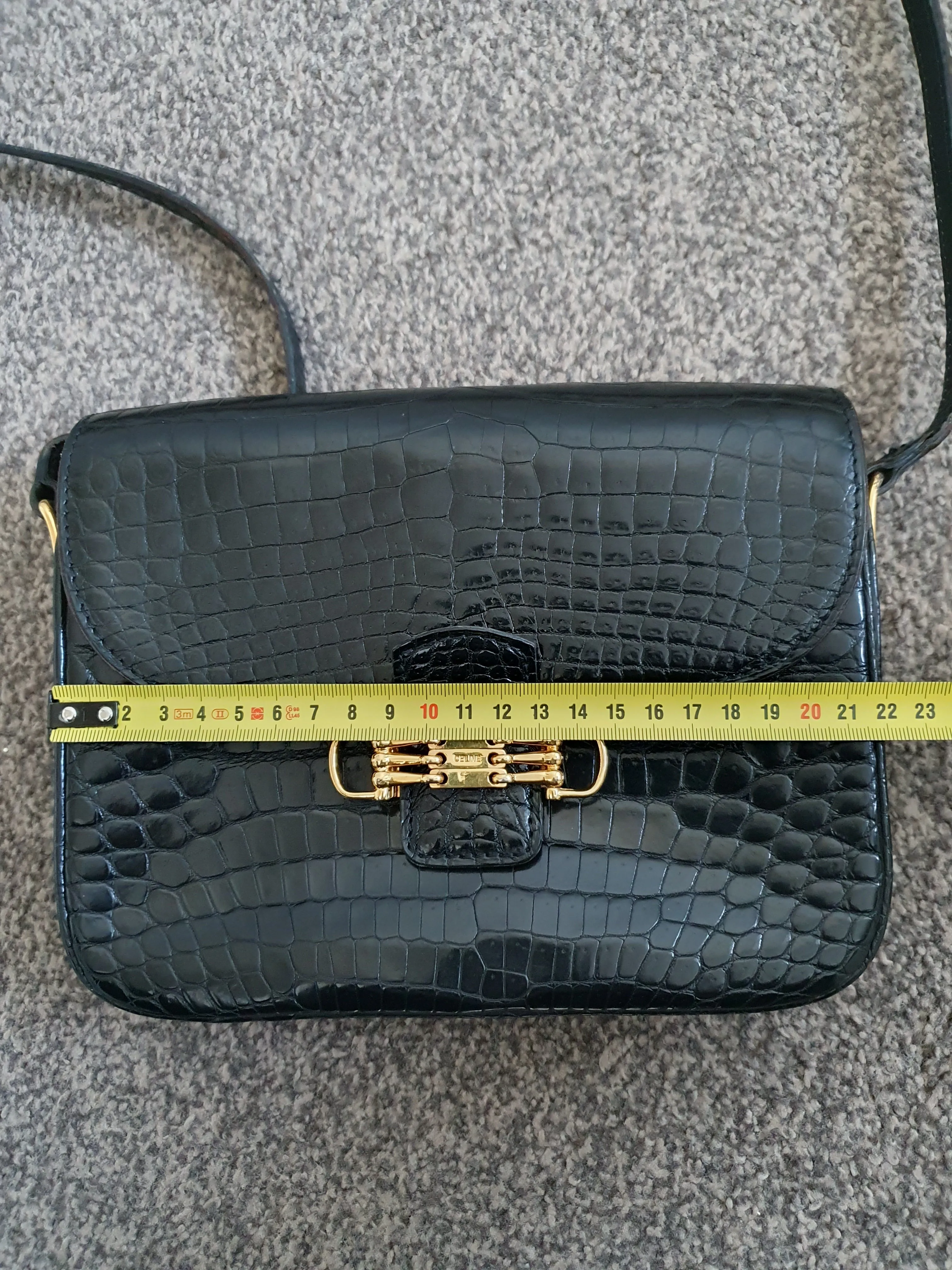 CELINE  triomphe vintage crocodile leather crossbody bag