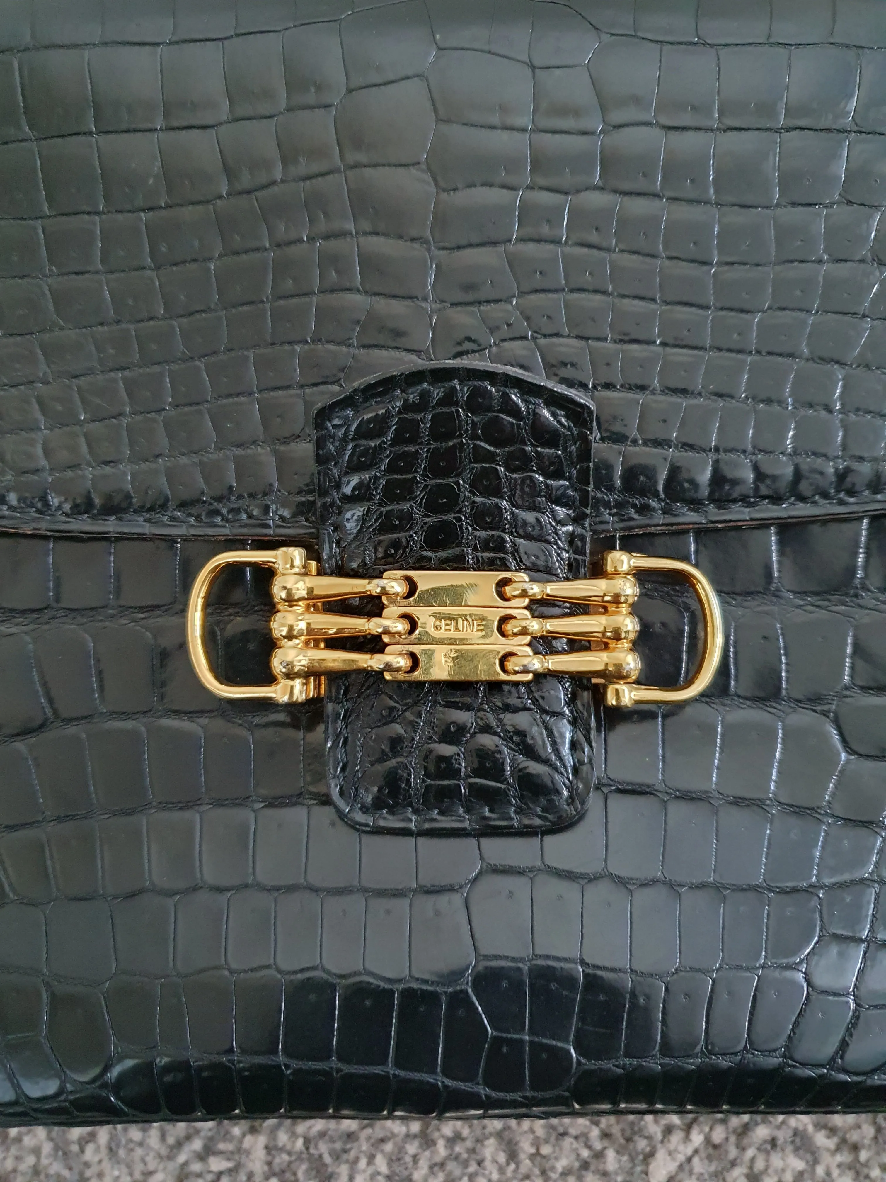 CELINE  triomphe vintage crocodile leather crossbody bag