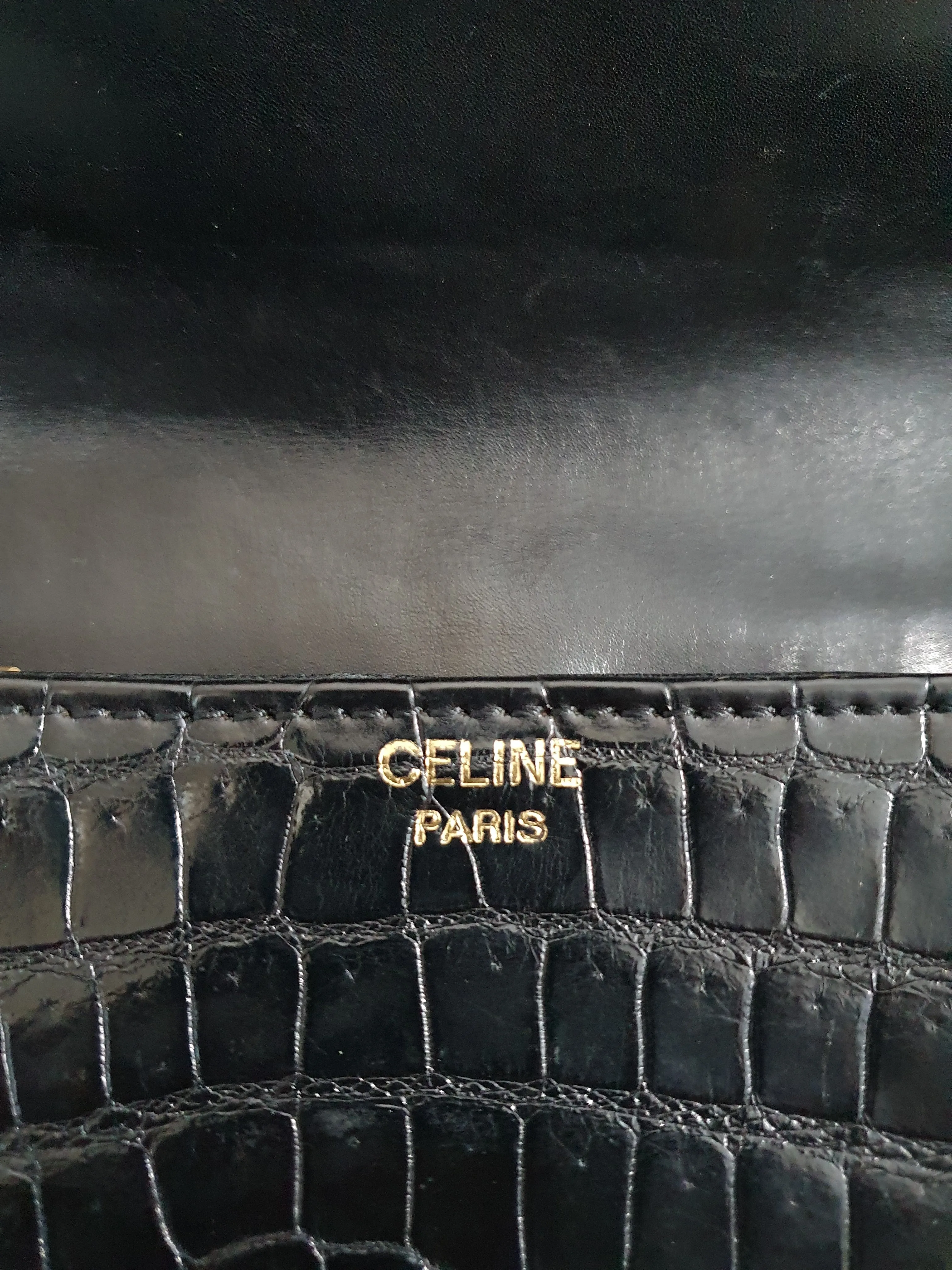 CELINE  triomphe vintage crocodile leather crossbody bag