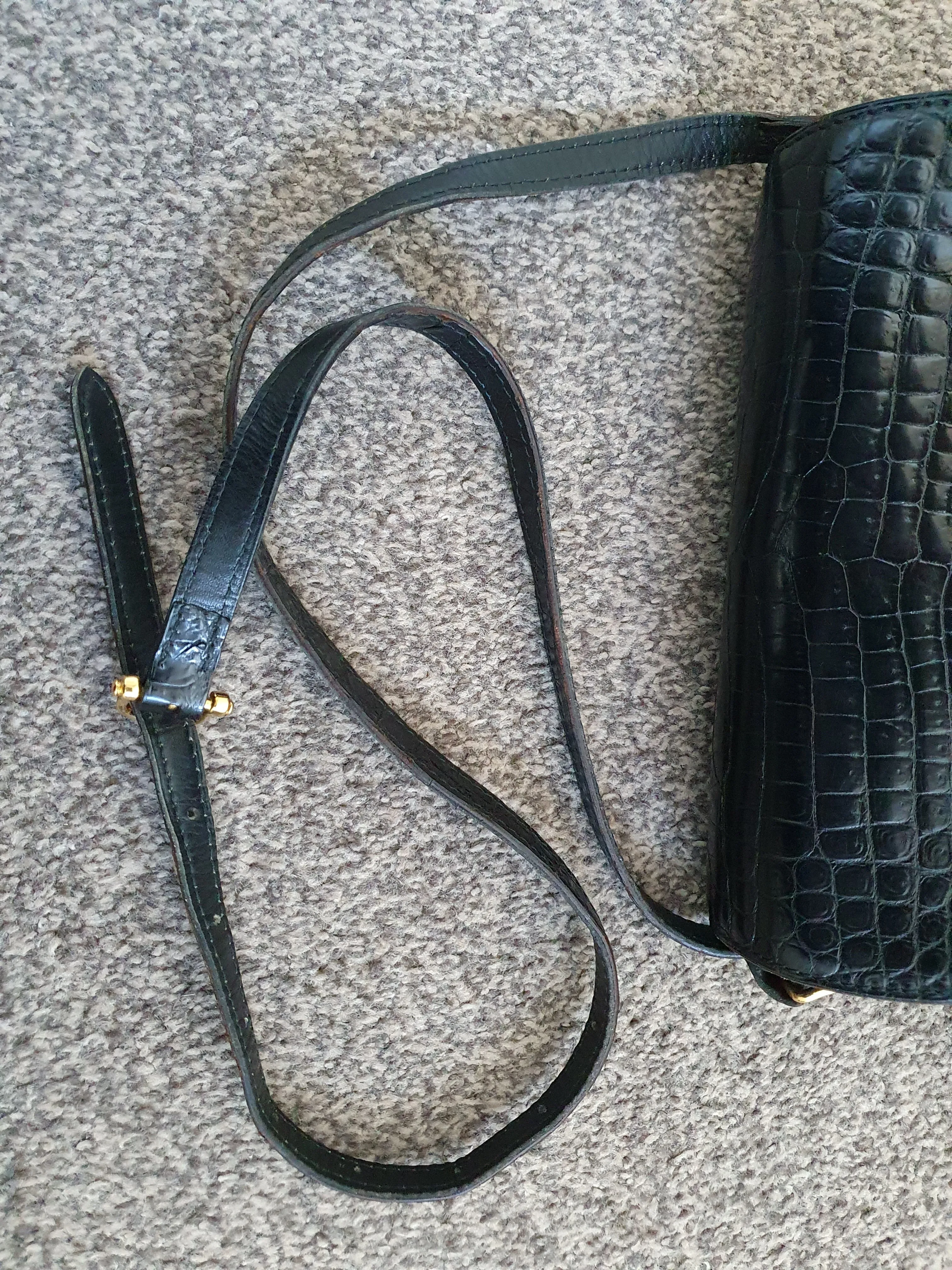 CELINE  triomphe vintage crocodile leather crossbody bag