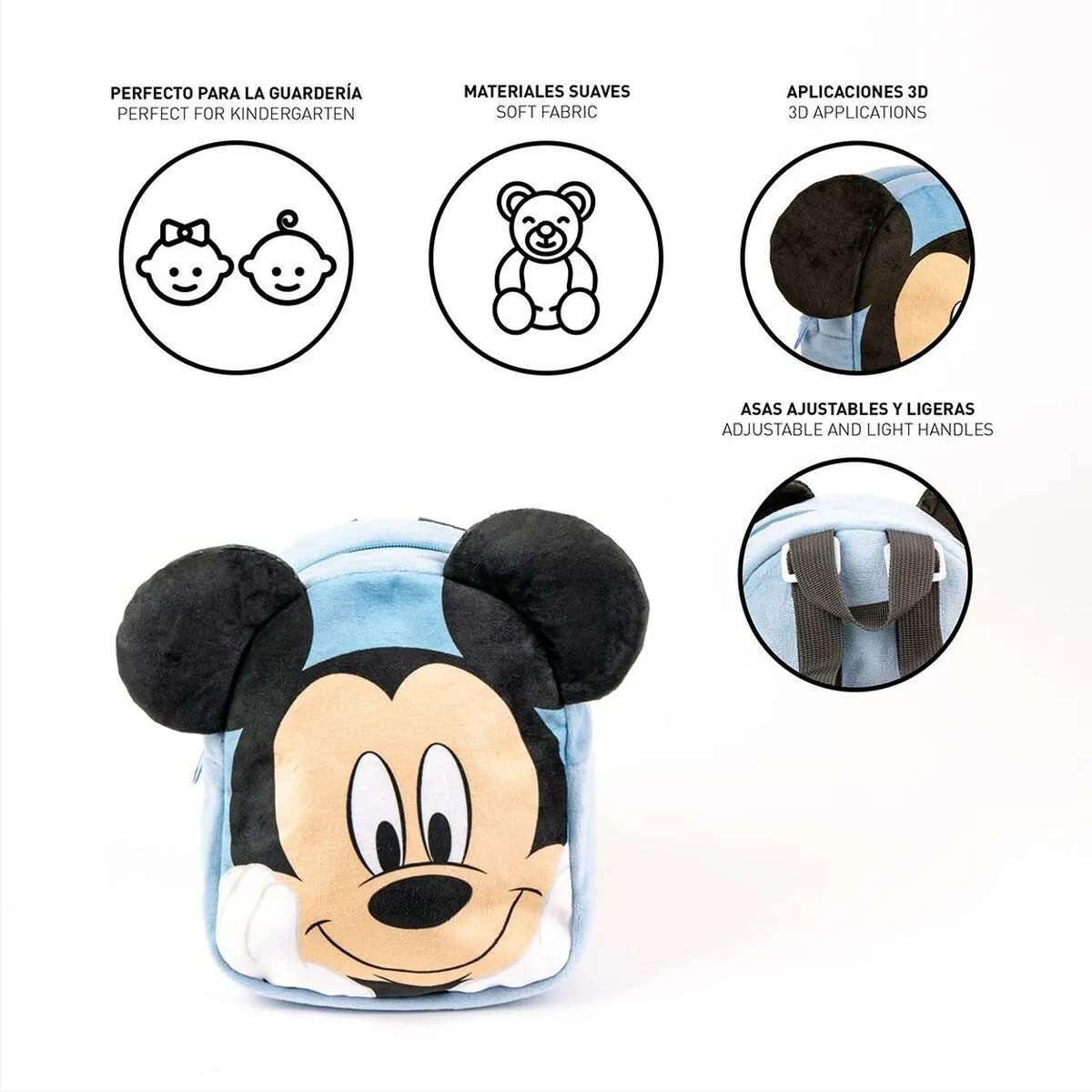 Child bag Mickey Mouse Light Blue 18 x 22 x 8 cm