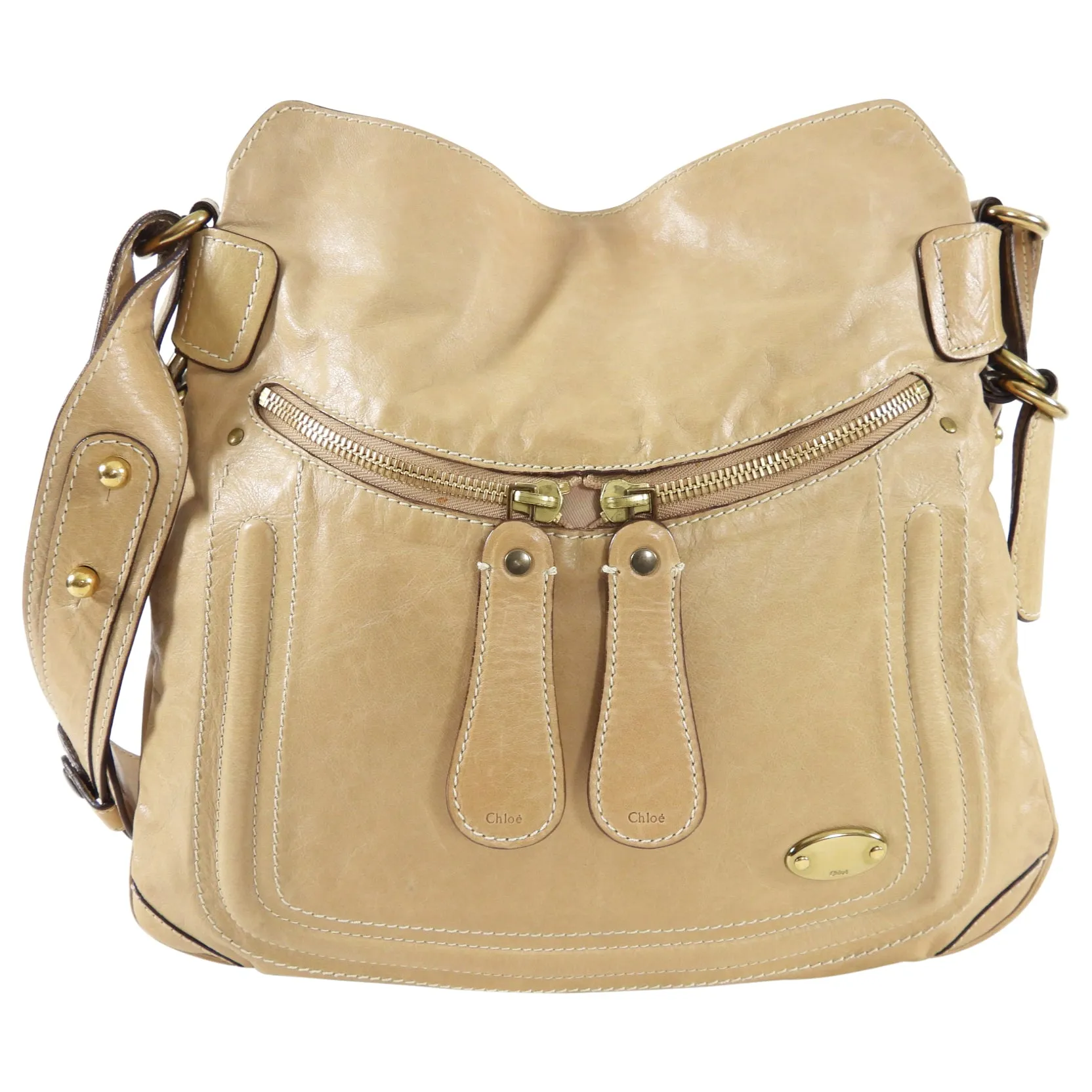 Chloe Light Beige Leather Crossbody Bag