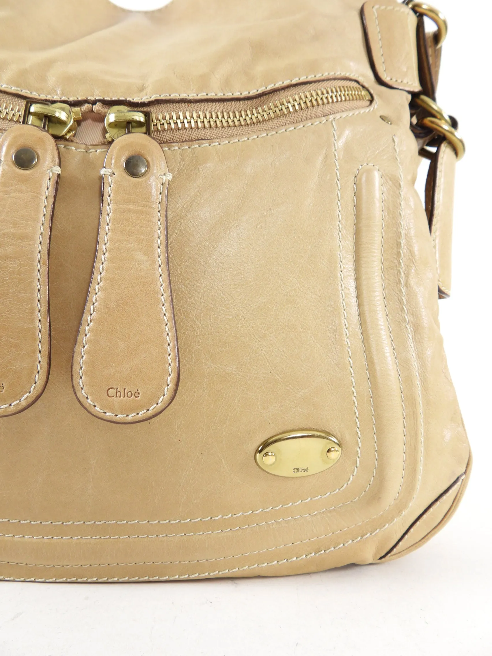 Chloe Light Beige Leather Crossbody Bag