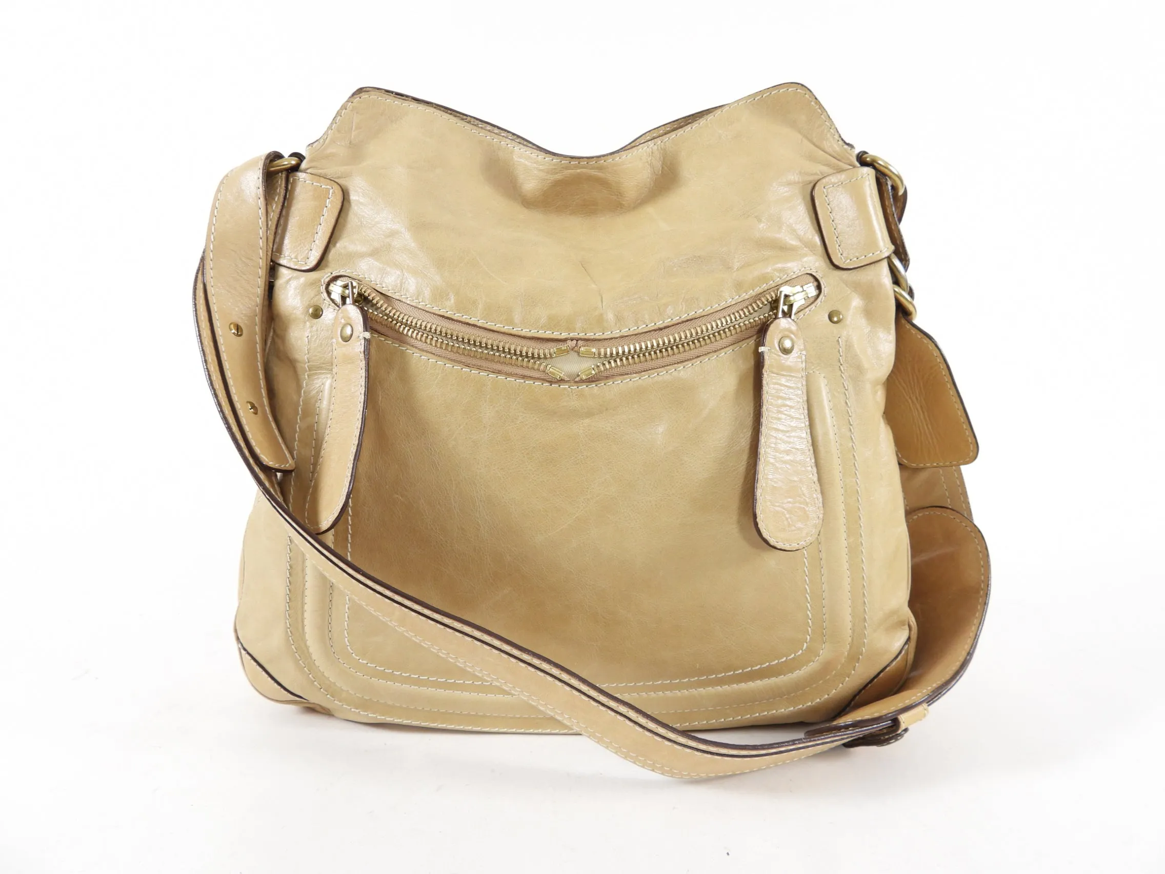 Chloe Light Beige Leather Crossbody Bag