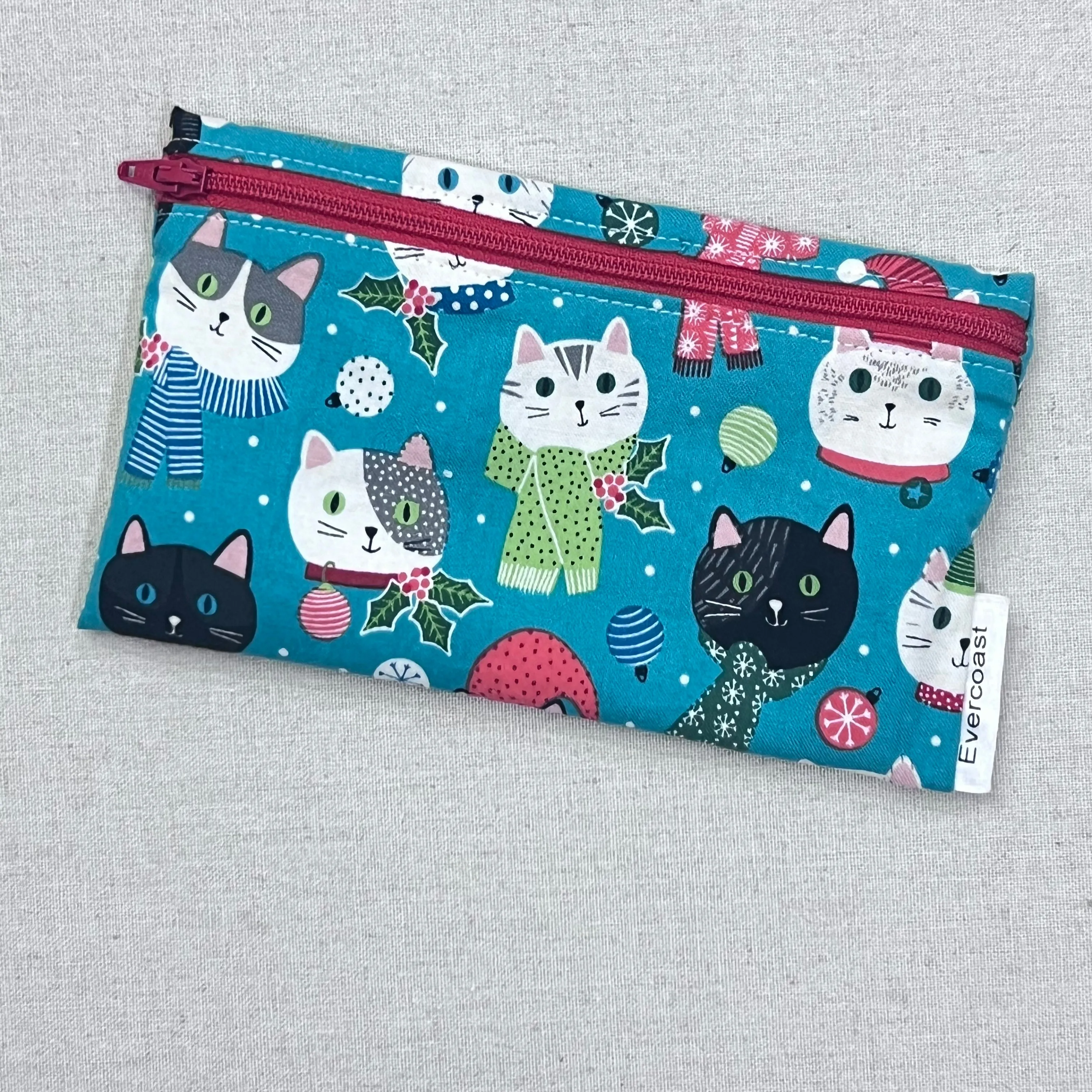 Christmas Cat Faces Reusable Snack Bag