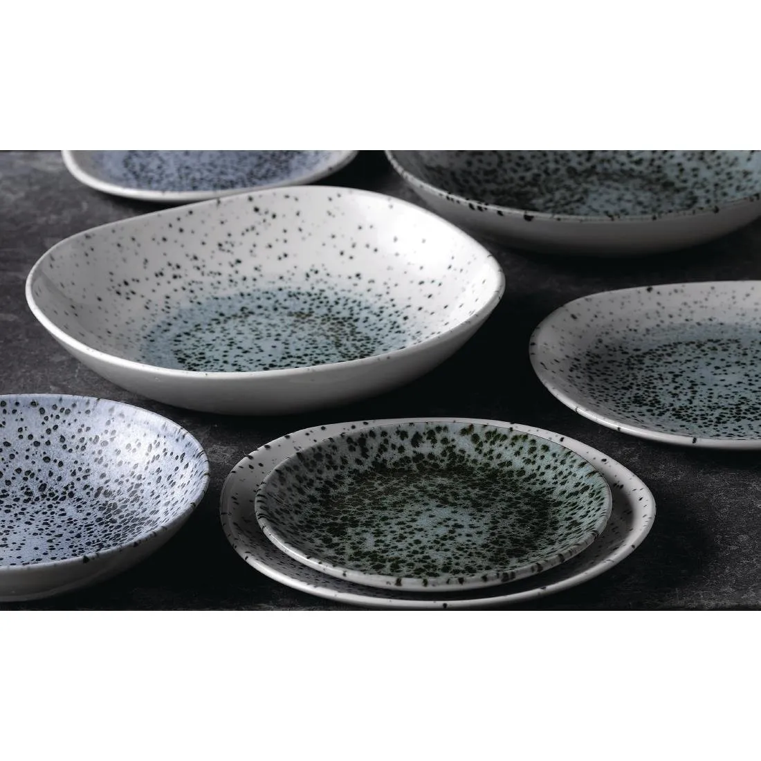 Churchill Studio Prints Mineral Green Centre Organic Round Bowls 253mm (Pack of 12) - FC124