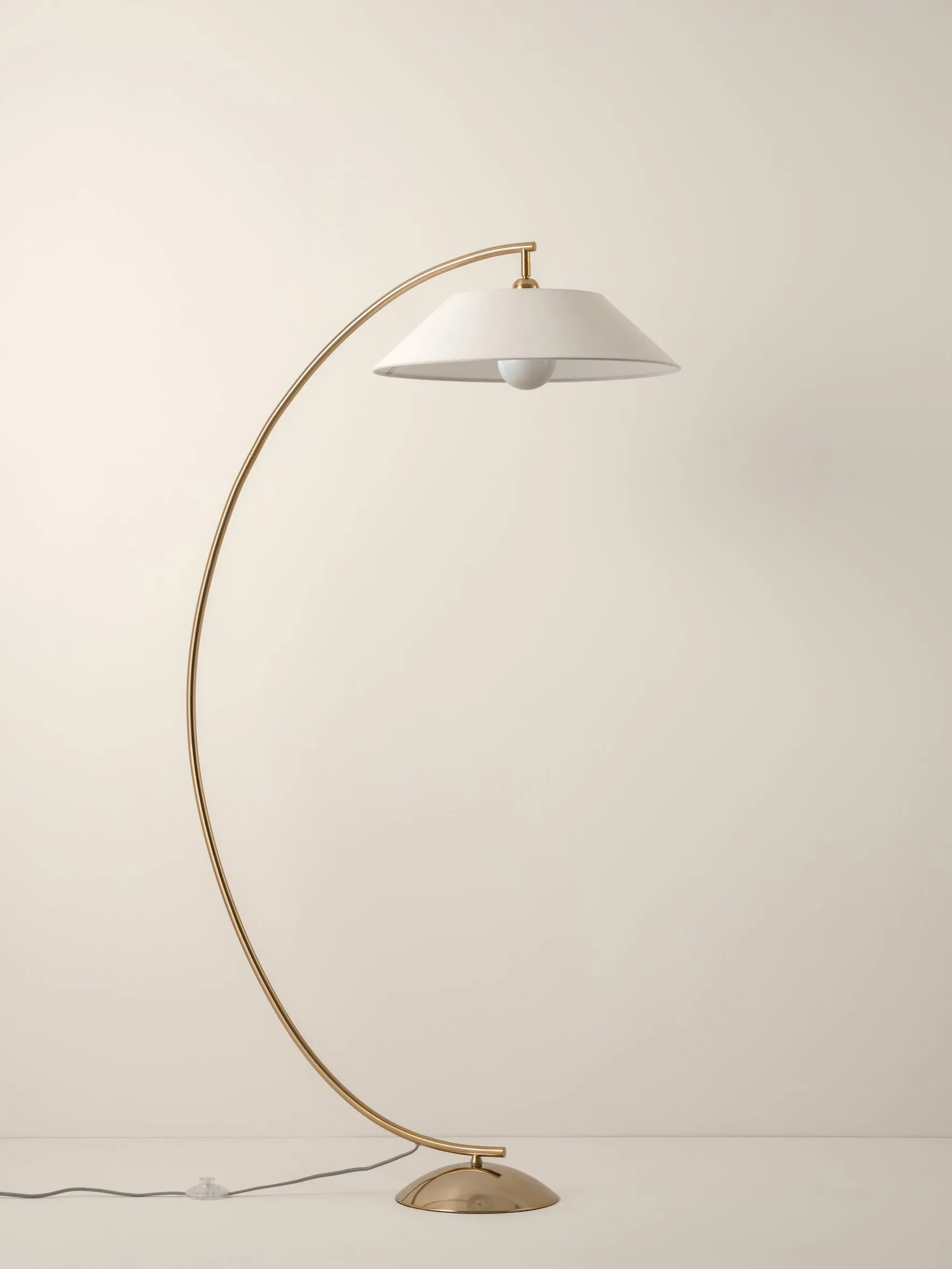 Circo - 1 light arc brass and natural linen floor lamp