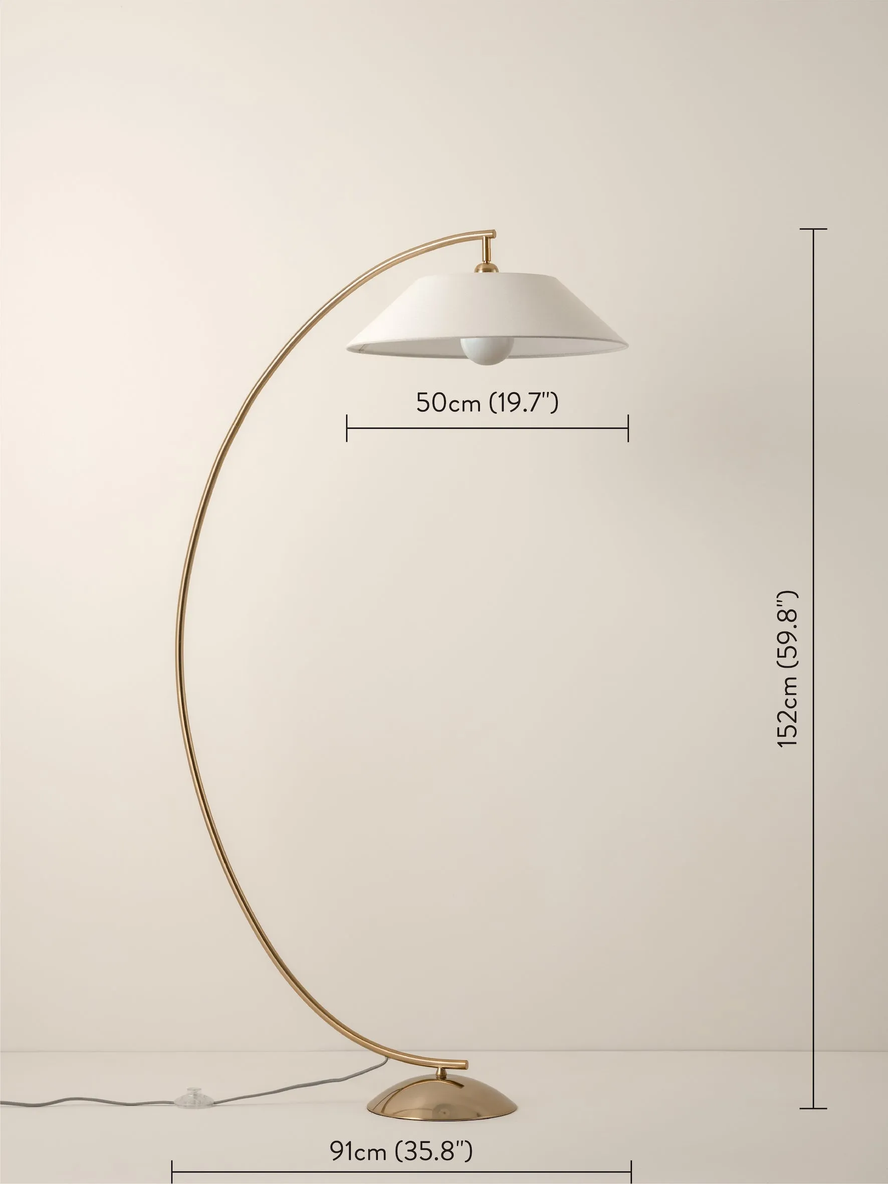 Circo - 1 light arc brass and natural linen floor lamp