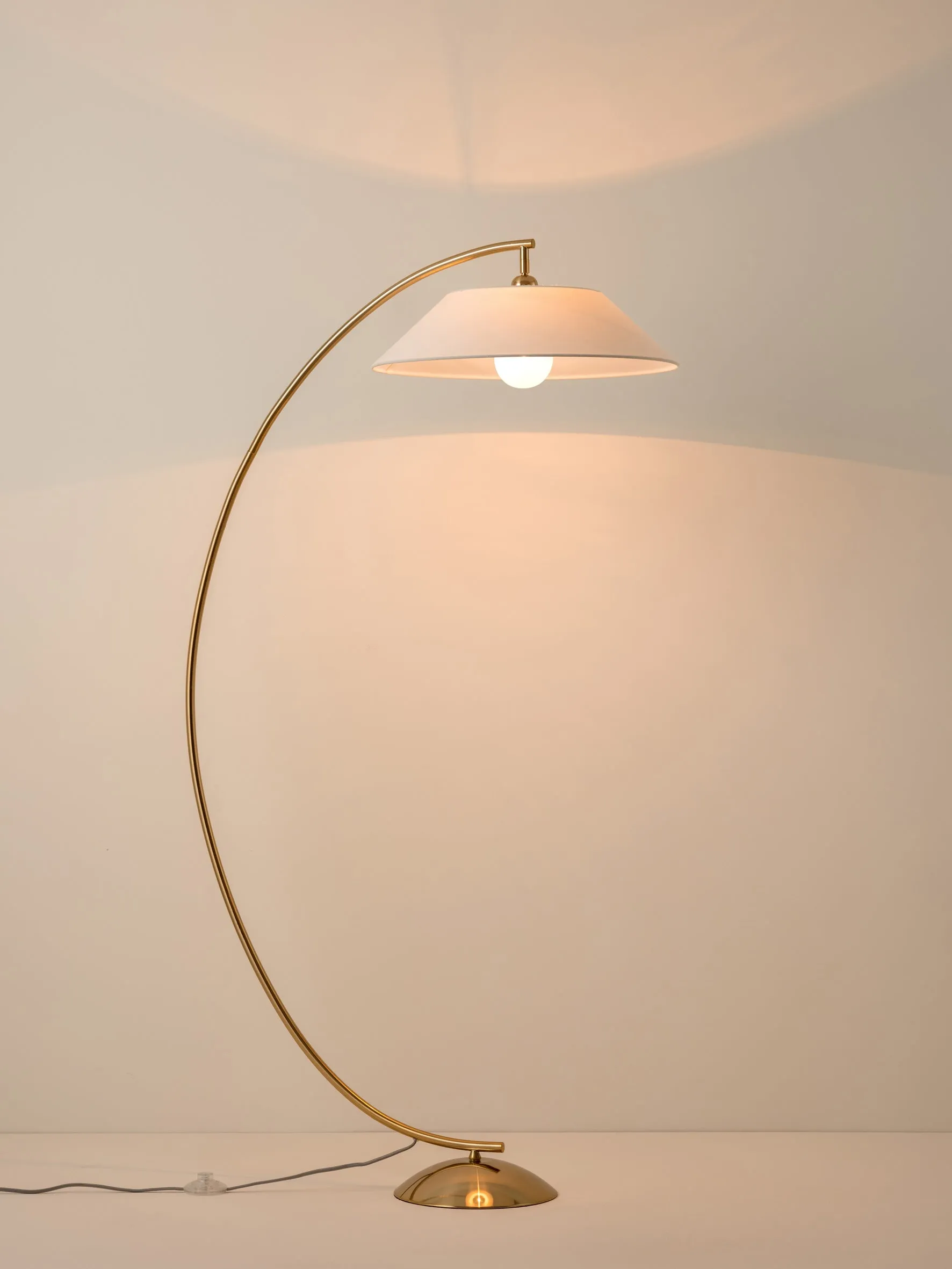 Circo - 1 light arc brass and natural linen floor lamp