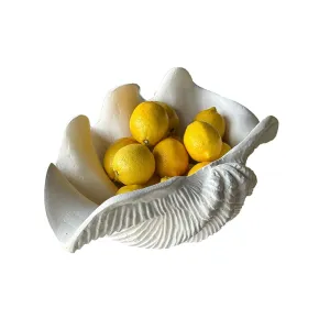 Clam Shell Ornamental Resin Bowl White