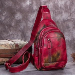 Cool Women's Chest Sling Bag Purse One Strap Leather Backpack For Women