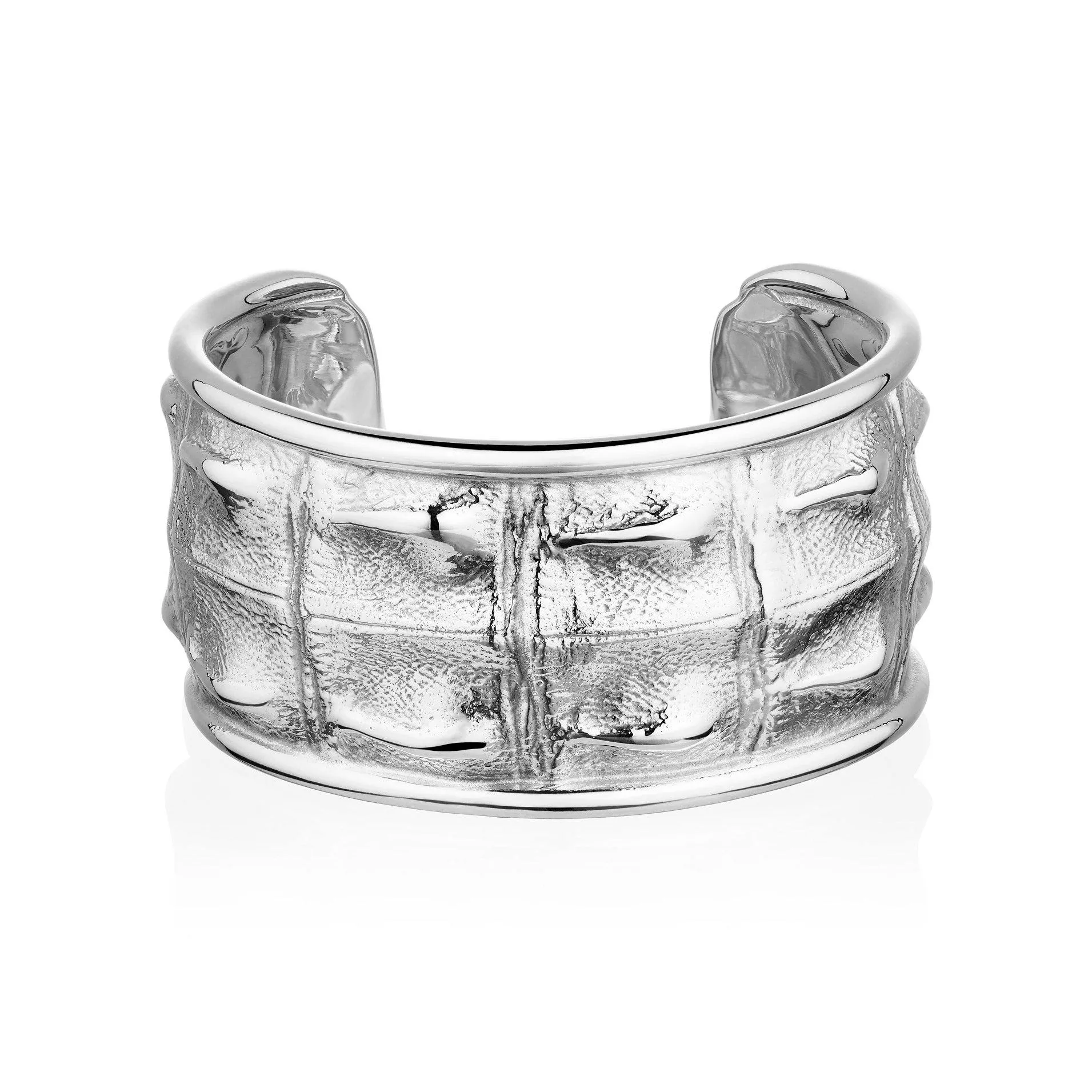 Croc Hornback Border Cuff in Silver