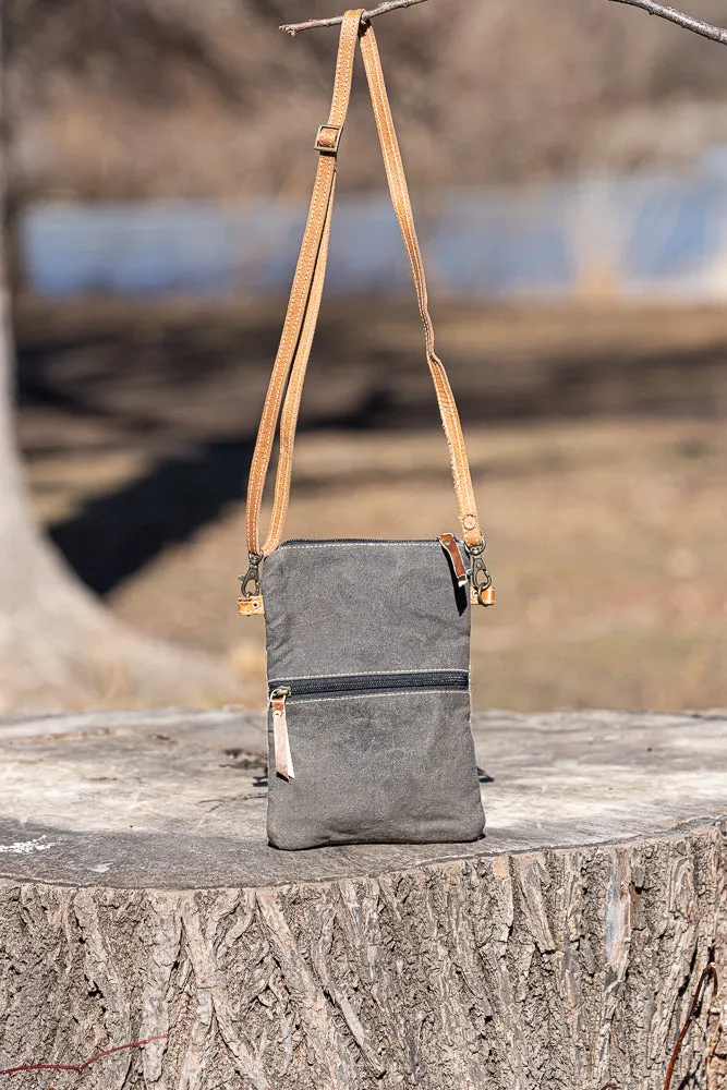 Crossbody Canvas Bag with Burlap Pocket