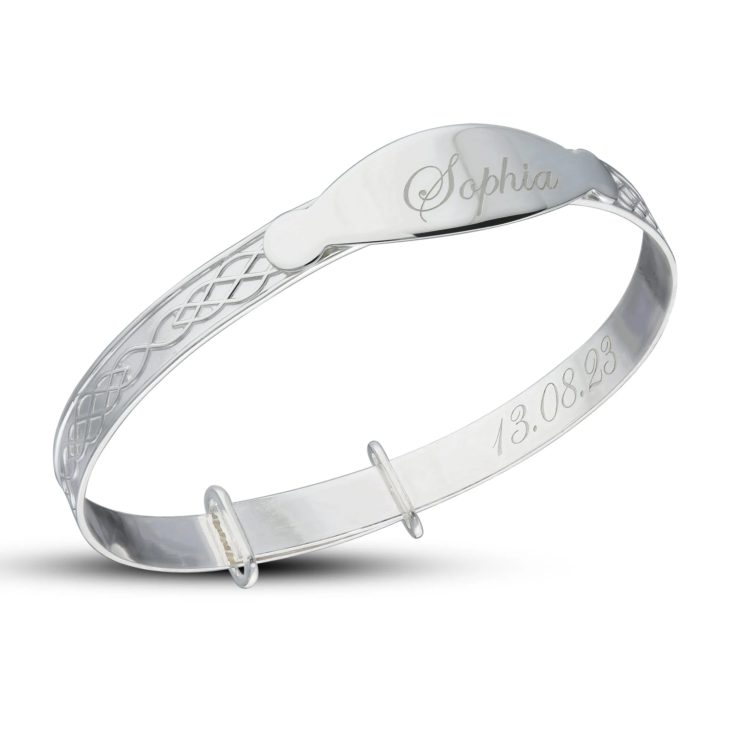 Customised Inside Celtic Bangle in Silver or 18ct Yellow Gold plated (0–5  years)