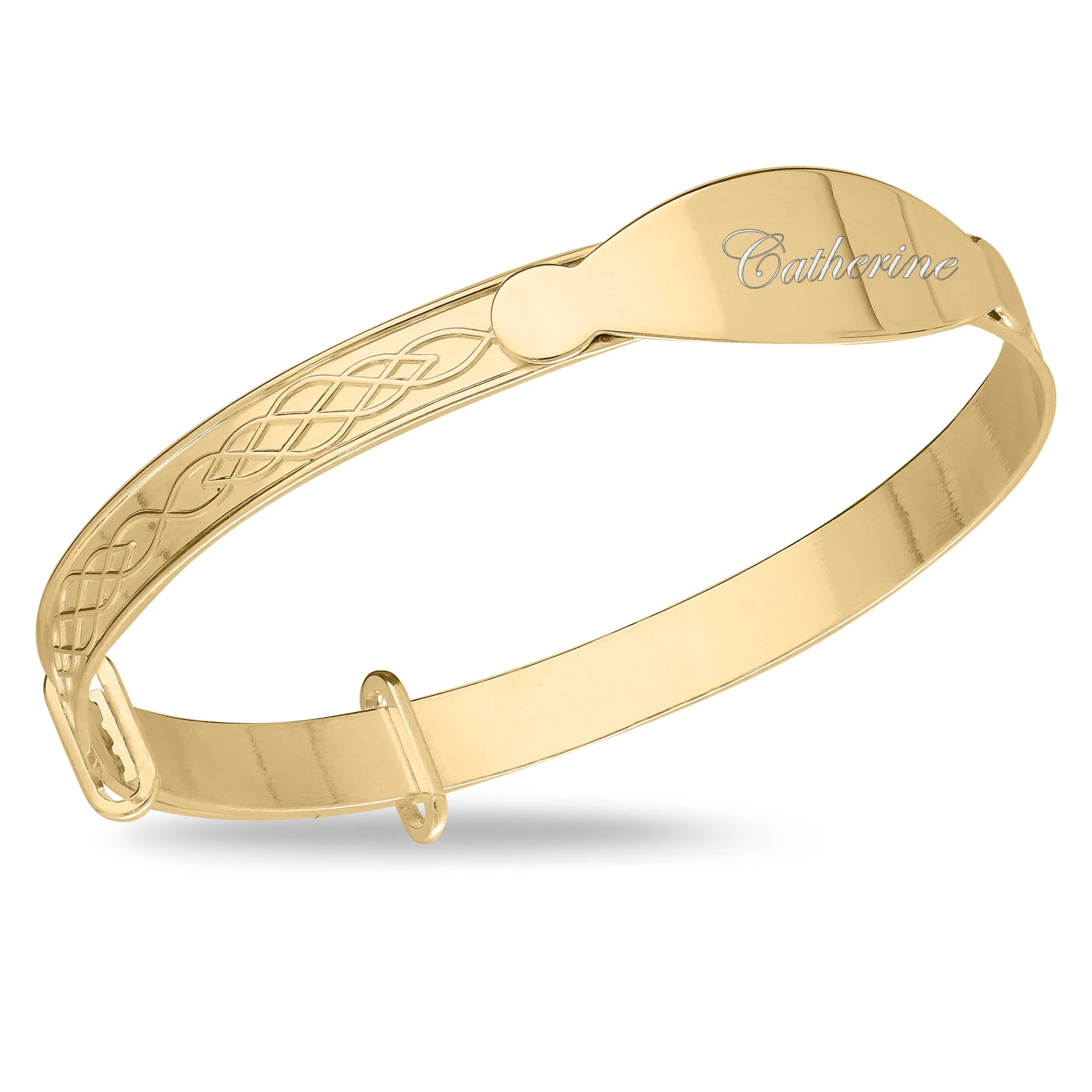 Customised Inside Celtic Bangle in Silver or 18ct Yellow Gold plated (0–5  years)