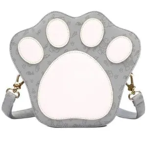 Cute Paw Shape and Print Design Crossbody Bag For Women - Gray