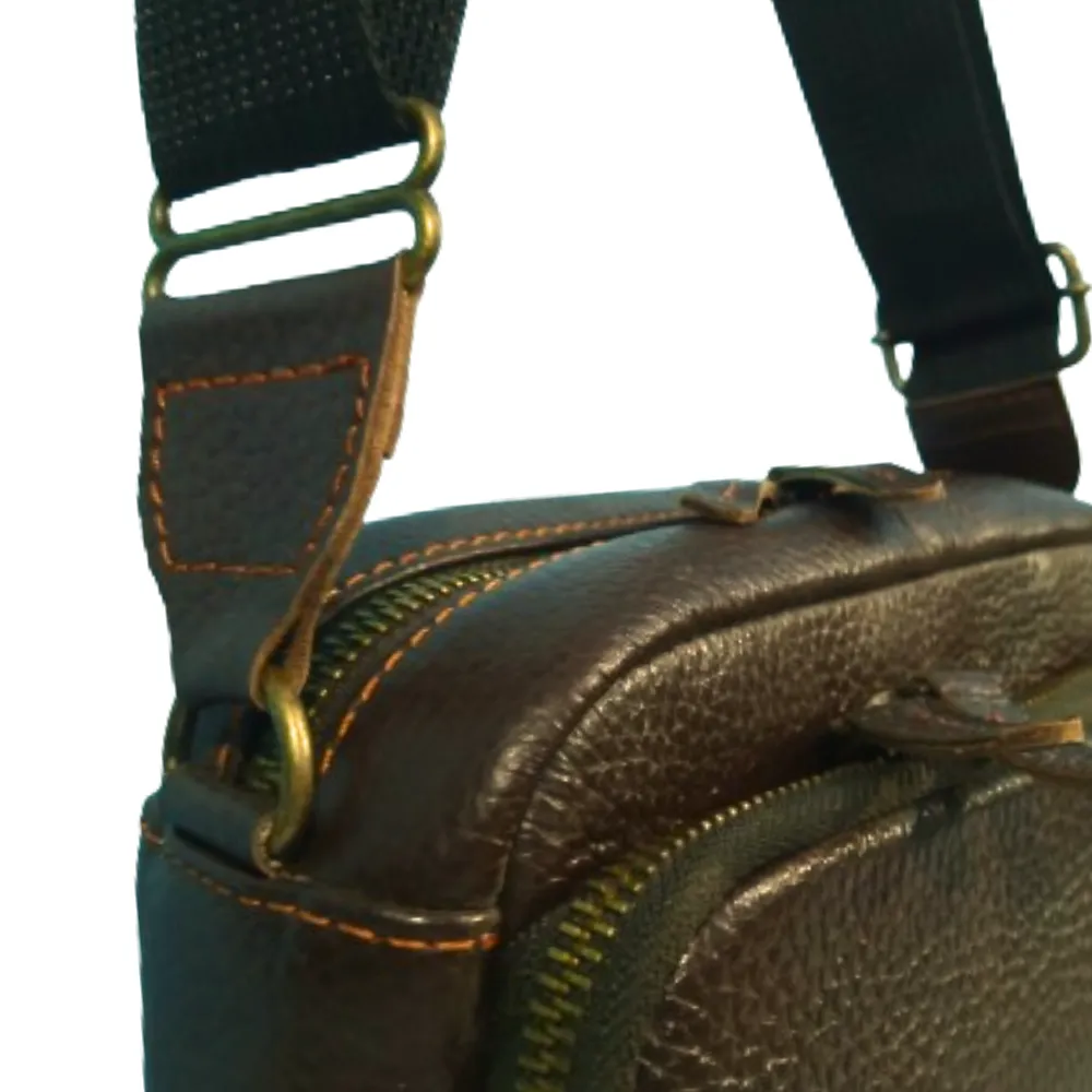 Dark Brown Leather Crossbody Bag for Men & Women