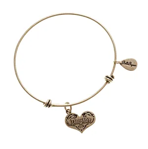 Daughter Heart Expandable Bangle Charm Bracelet