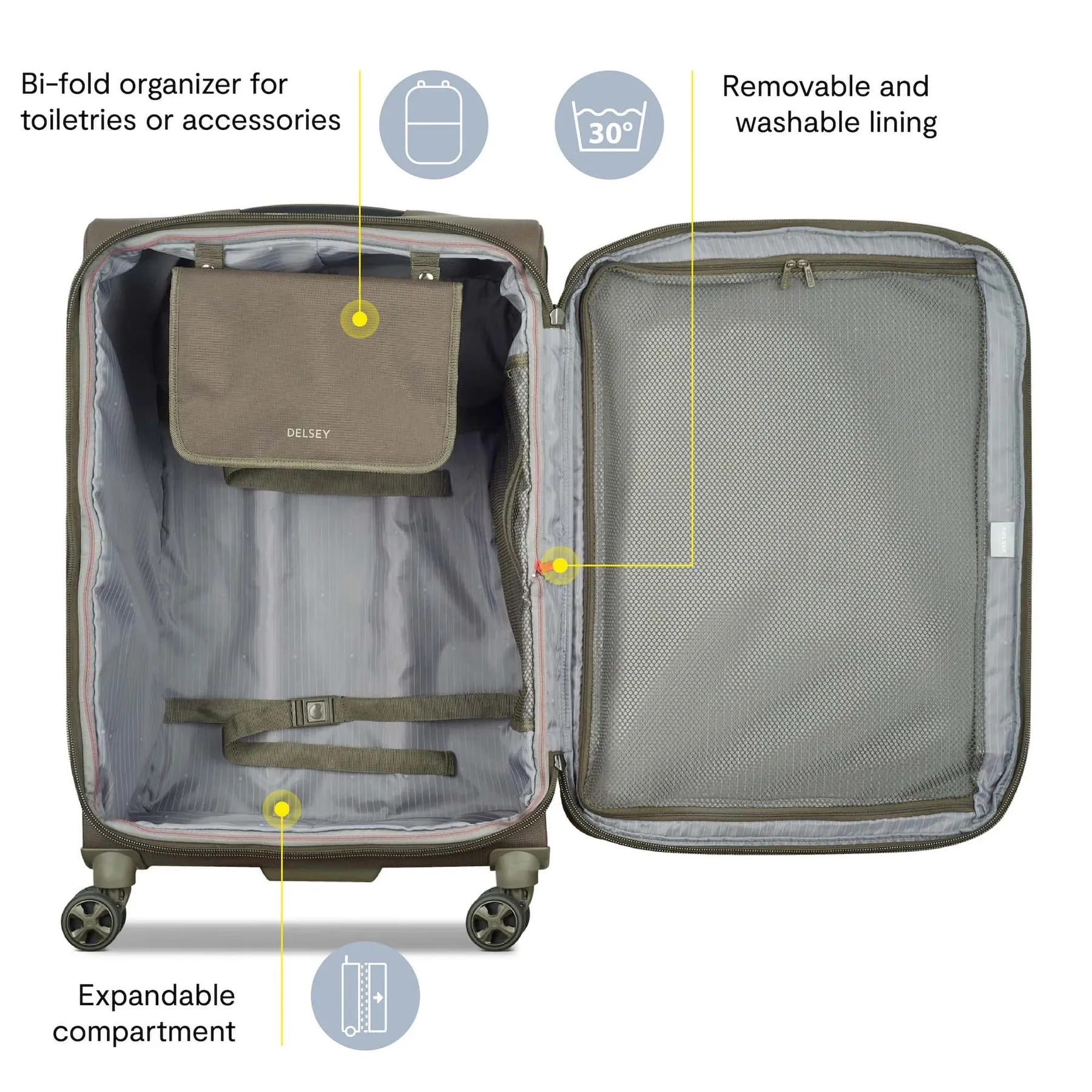 Delsey Helium DLX Large Checked Expandable Spinner