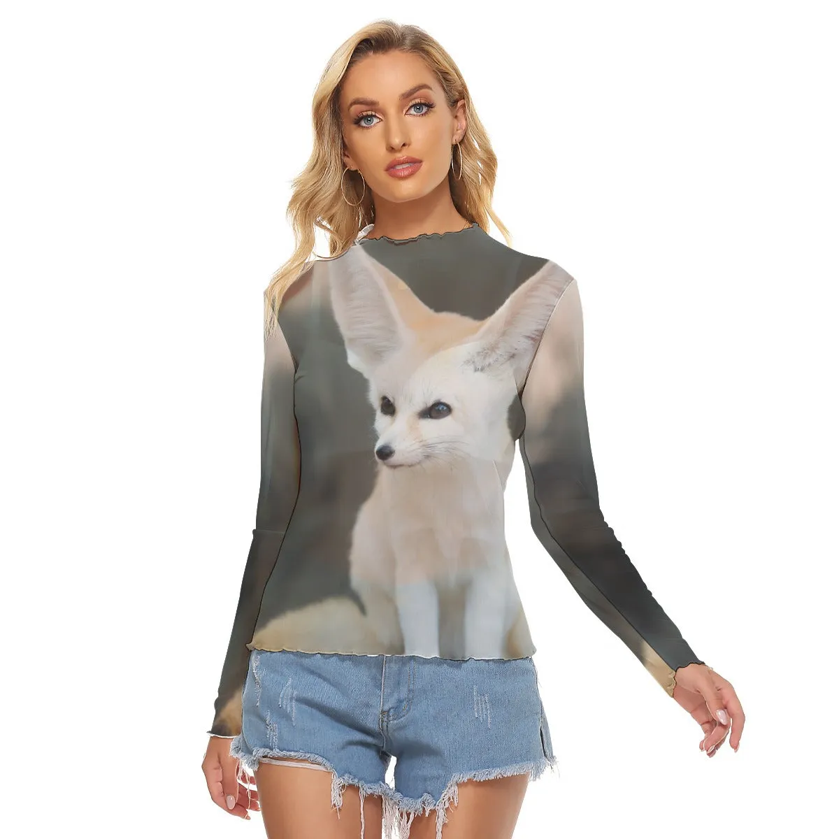 Desert Fox All-Over Print Women's Mesh T-shirt