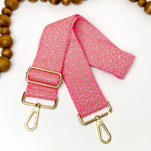 Diamond Print Adjustable Purse Strap in Beige and Hot Pink