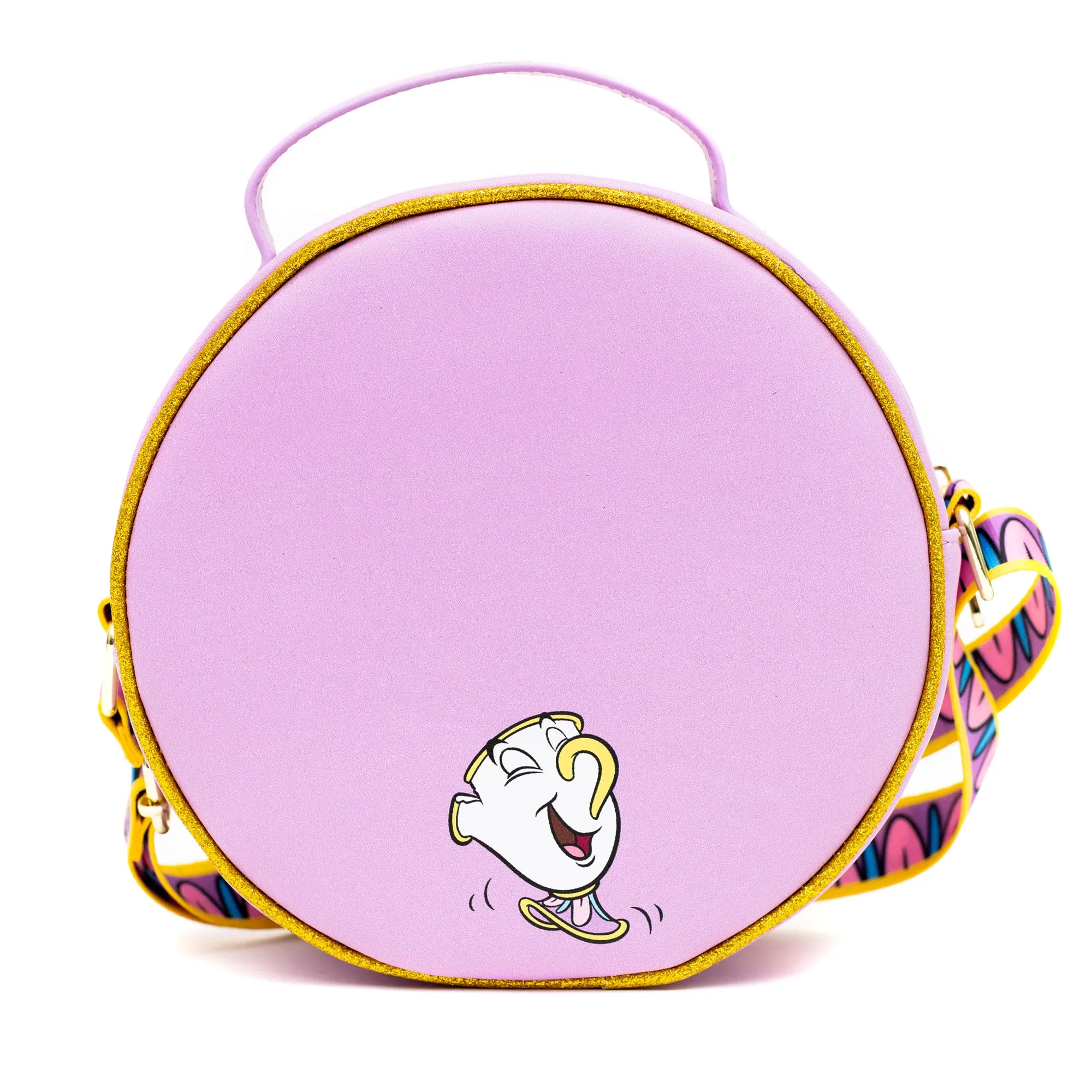 Disney Bag, Cross Body, Round, Beauty and the Beast Chip Poses, Lavender, Vegan Leather