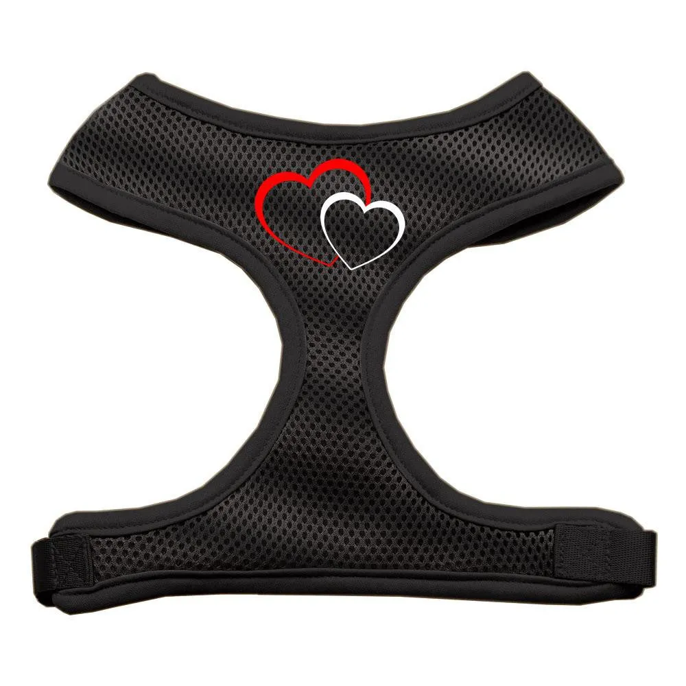 Double Heart Design Soft Mesh Harnesses Black Large