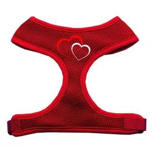 Double Heart Design Soft Mesh Harnesses Red Small