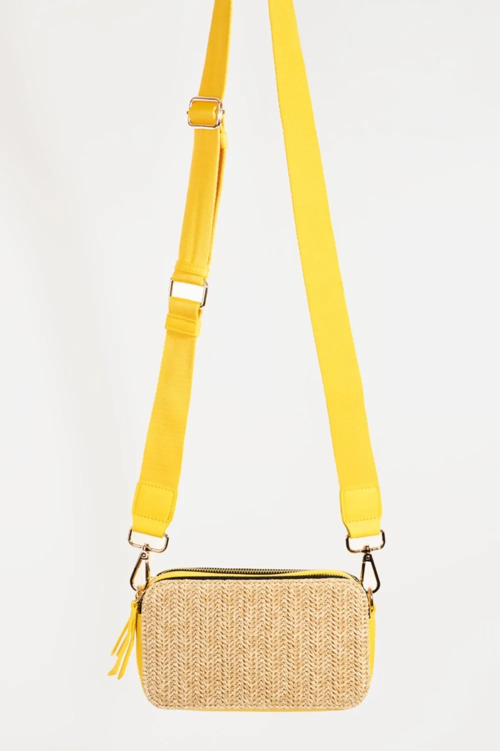 Fame Straw Contrast Crossbody Bag