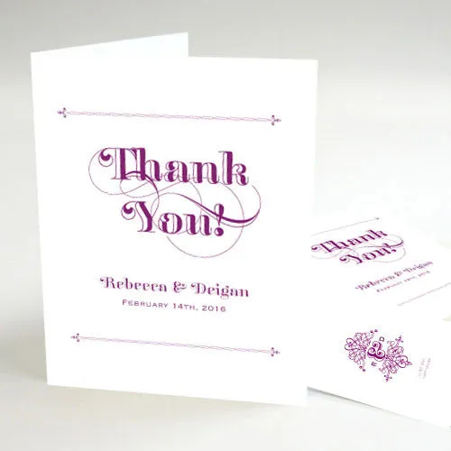 Fanciful Monogram Thank You Card Lavender