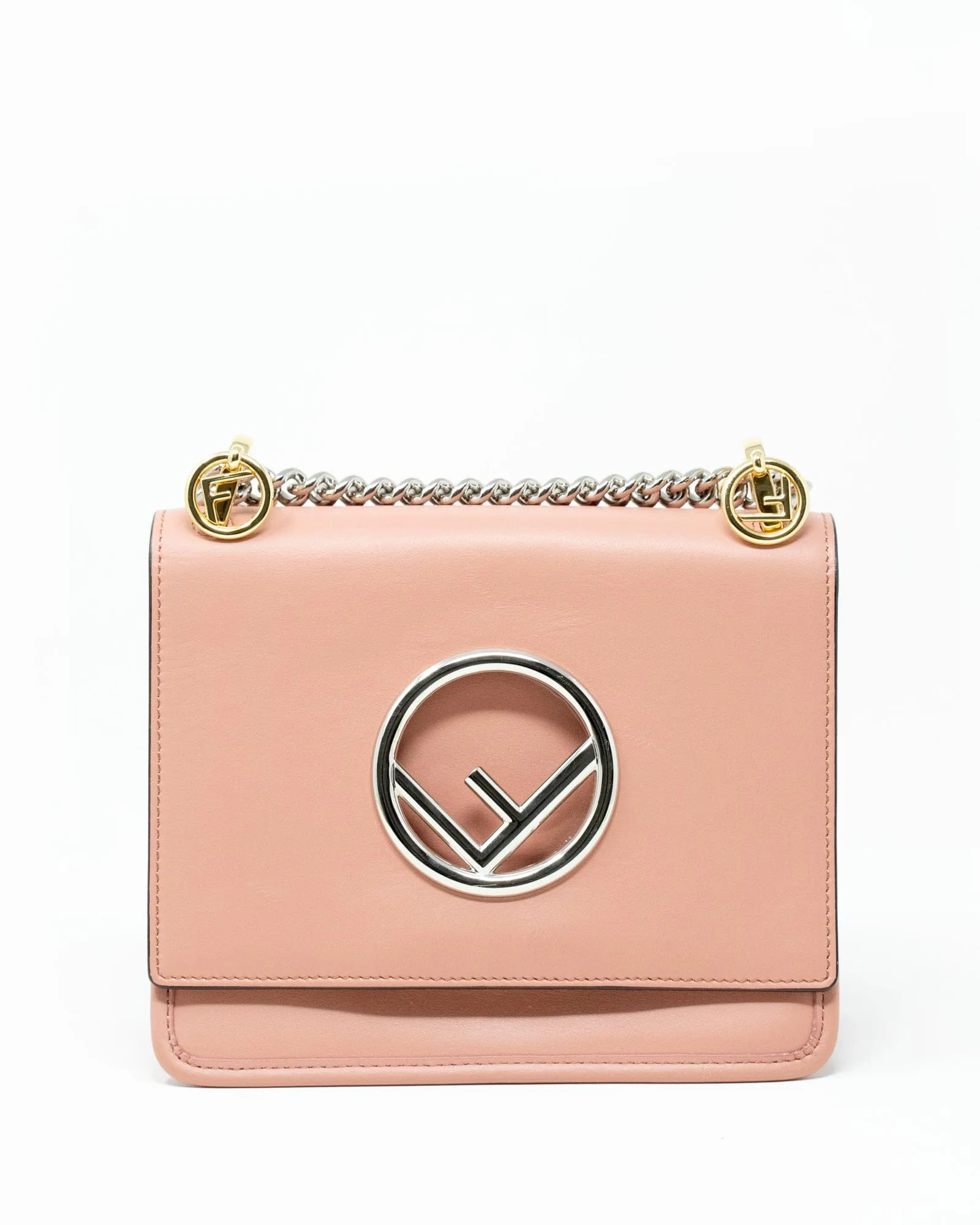 Fendi Kan Pink Leather F Small Crossbody Bag  - AGL1935