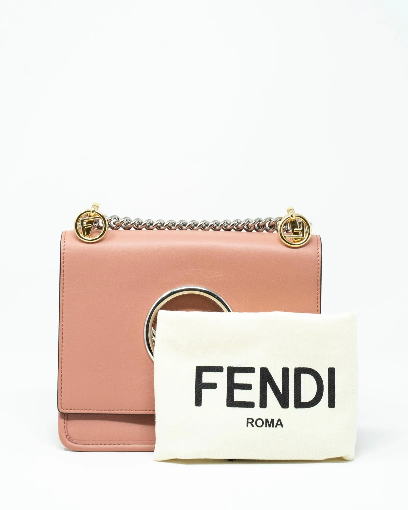 Fendi Kan Pink Leather F Small Crossbody Bag  - AGL1935