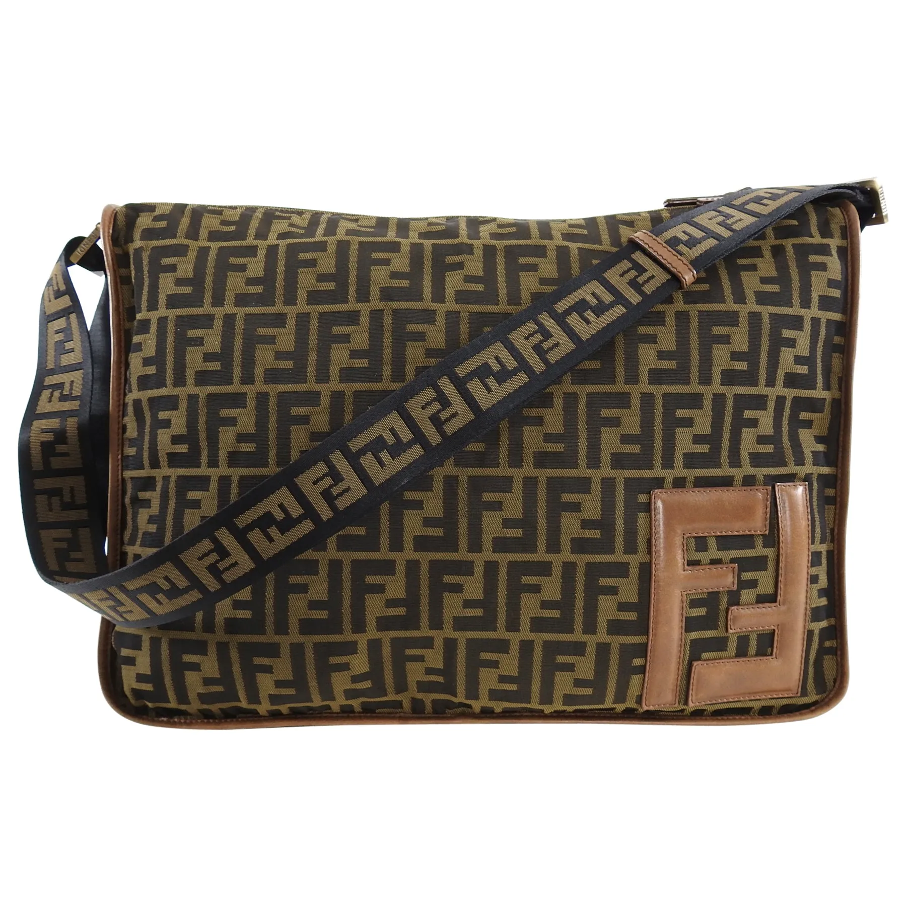 Fendi Vintage FF Zucca Logo Large Crossbody Messenger Bag