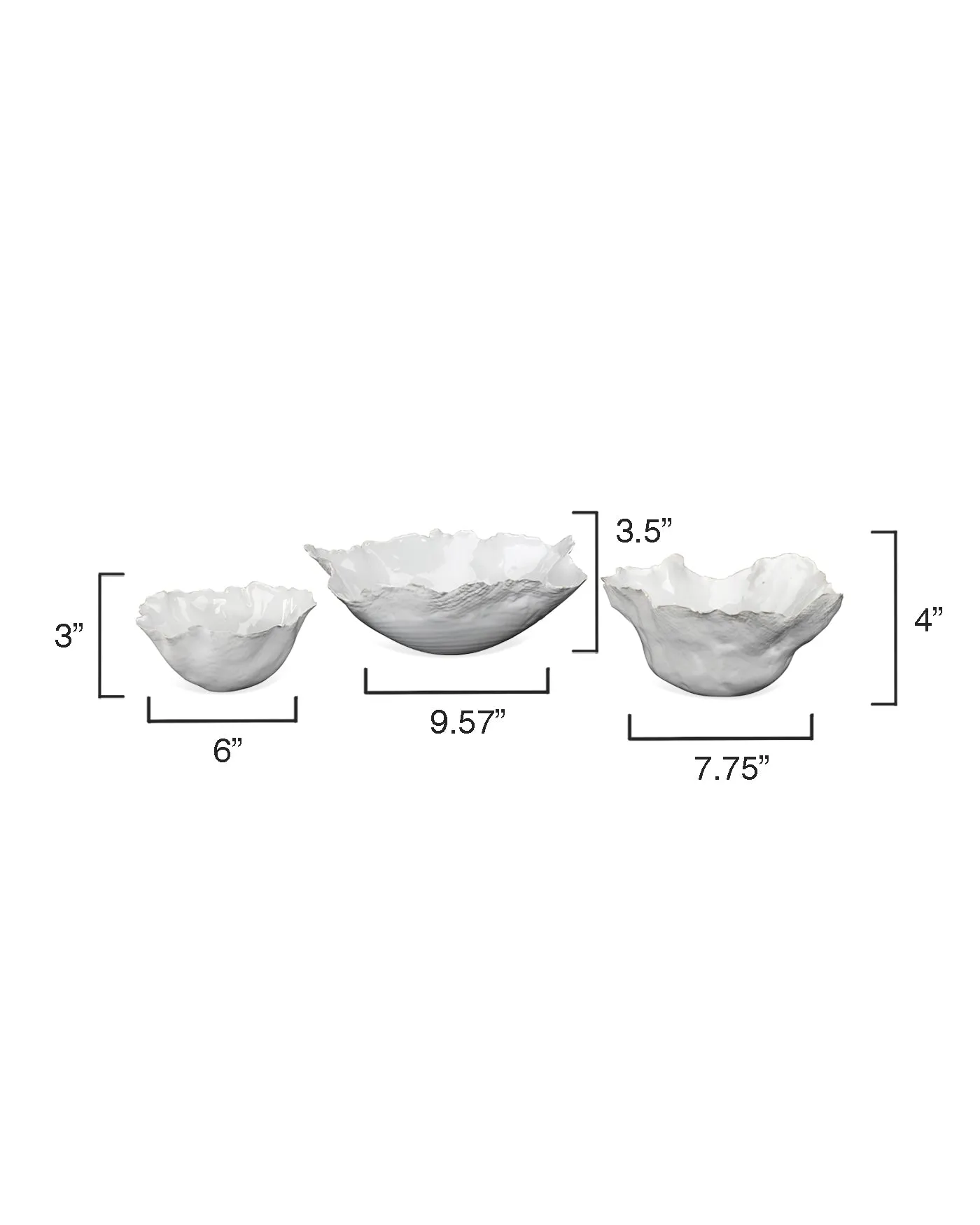 Fleur Bowls (Set Of 3) - White