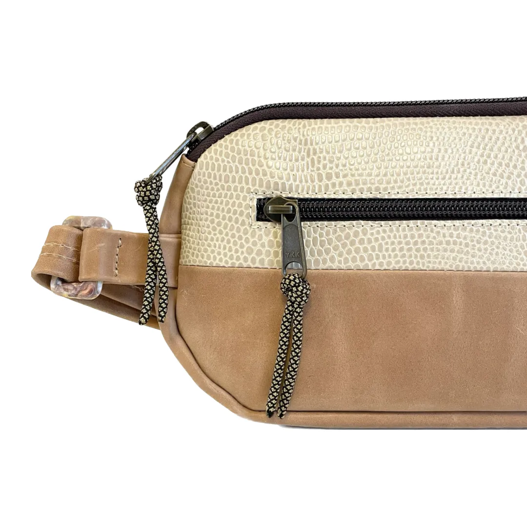 Folk Blondie Repurposed Leather Banana Crossbody Bag