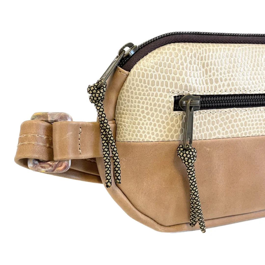 Folk Blondie Repurposed Leather Banana Crossbody Bag