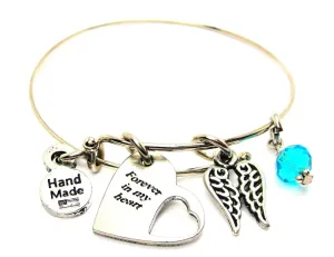 Forever In My Heart With Lace Angel Wings Bangle Bracelet