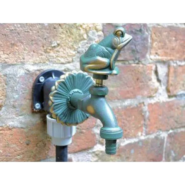 Frog Ornamental Verdigris Garden Tap