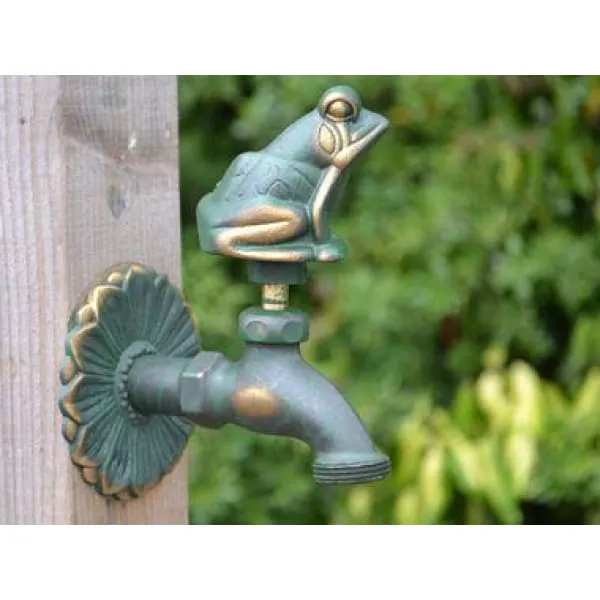 Frog Ornamental Verdigris Garden Tap