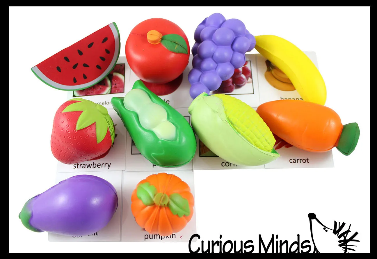 Fruits & Vegetable Match - Healthy Food with Matching Cards - 2 Part Cards.  Montessori learning toy, language materials - Large Food Objects