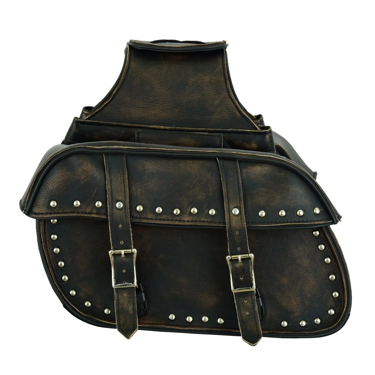 Genuine Distressed Brown Naked Cowhide Leather Concealed Carry Saddlebag