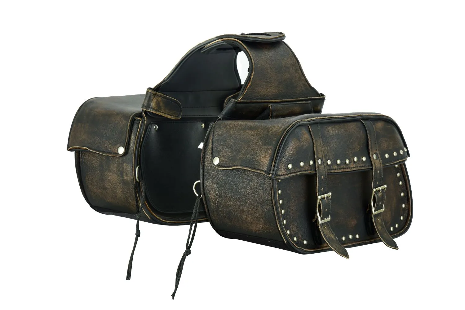 Genuine Distressed Brown Naked Cowhide Leather Concealed Carry Saddlebag